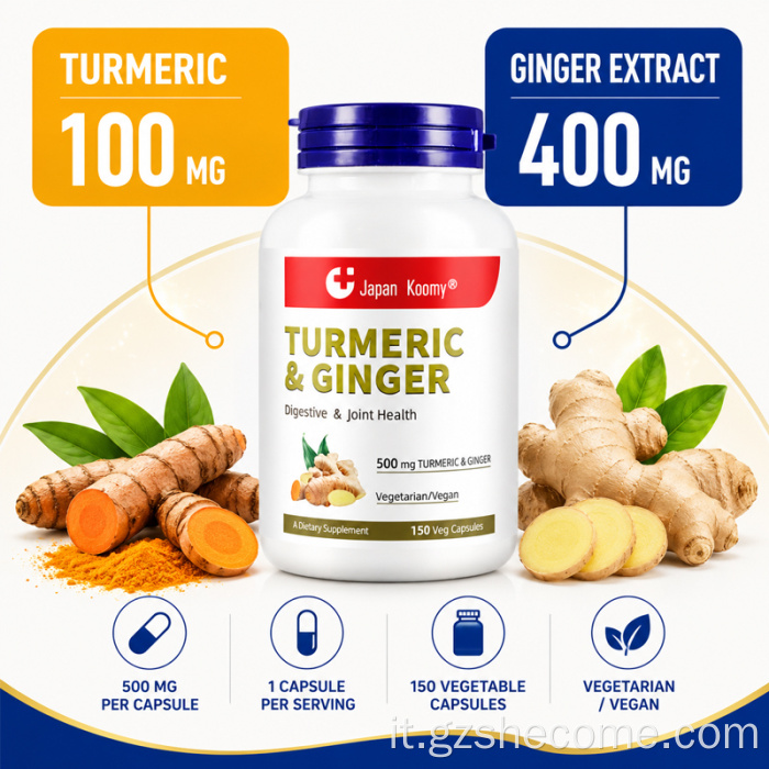 Shecome Curcuma Curcumina Capsule Zenzero Supporto immunitario